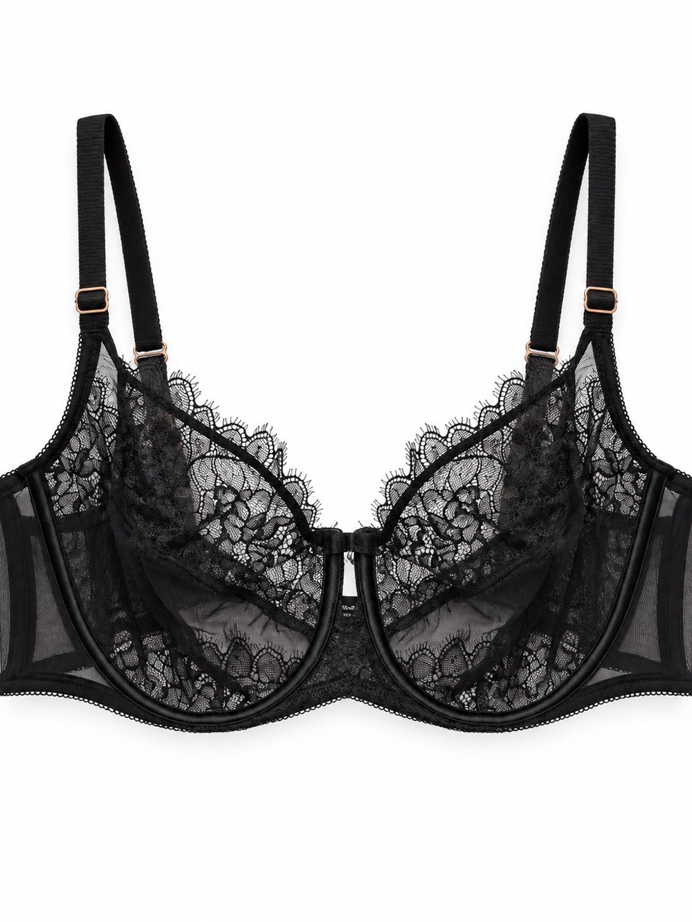 Soma Sensuous Lace Unlined Bra 38DD Black Sheer Lace